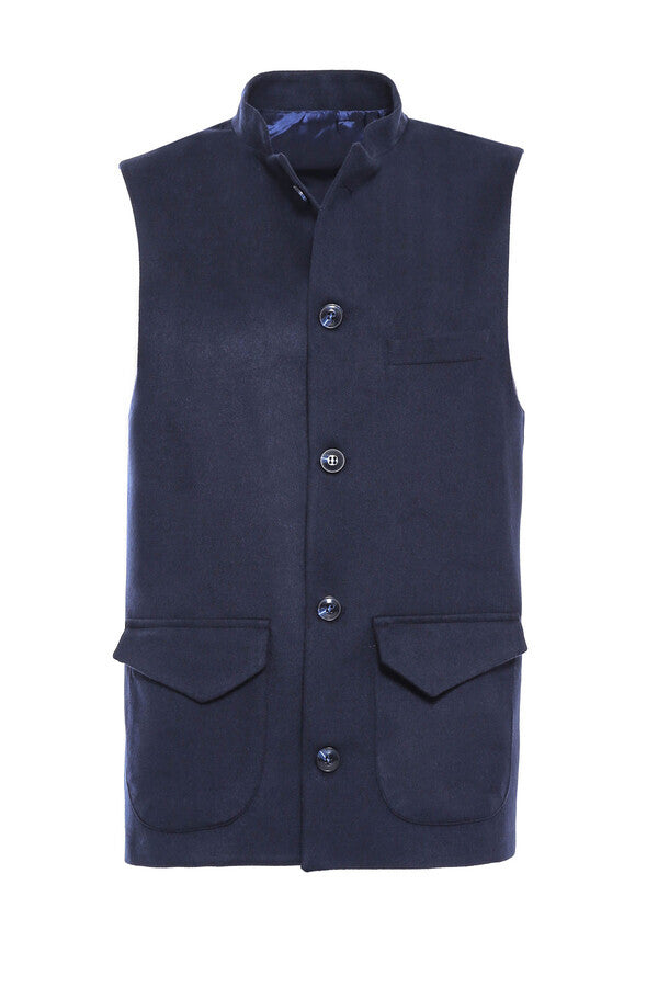 WSS Navy Mandarin Collar Vest  - Fountain Valley