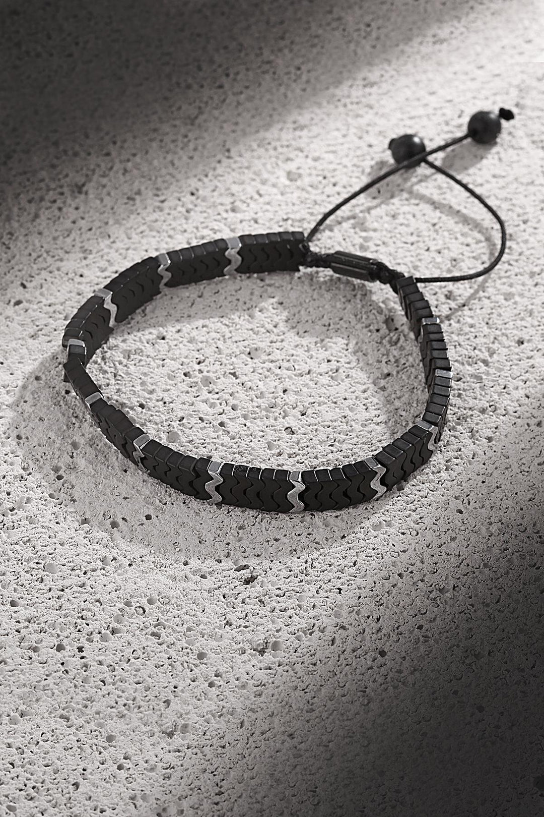 NVM NOON Hematite Stone Black Color Adjustable Men's Bracelet NN1445 - East Lansing