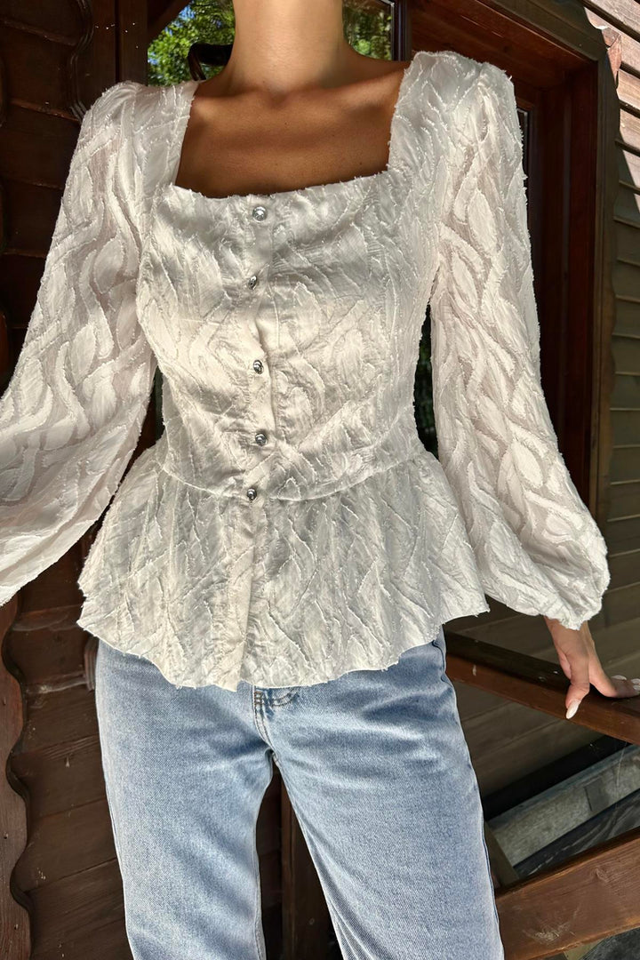 ELS Button-Front Blouse - Ecru - Tarrasa