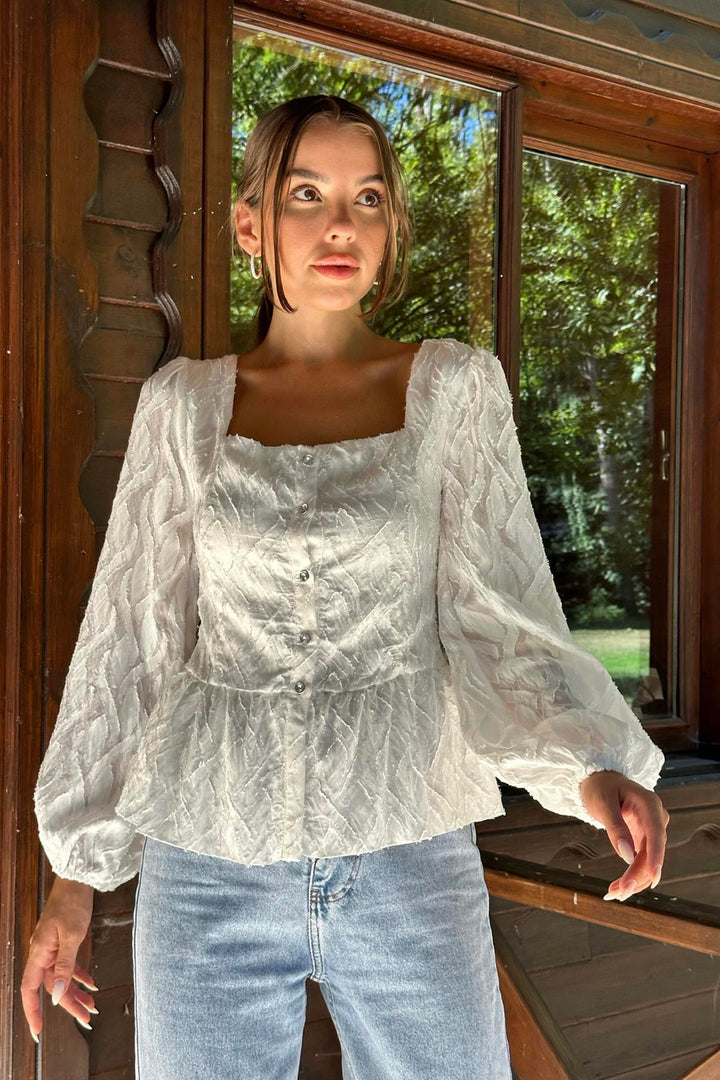 ELS Button-Front Blouse - Ecru - Tarrasa