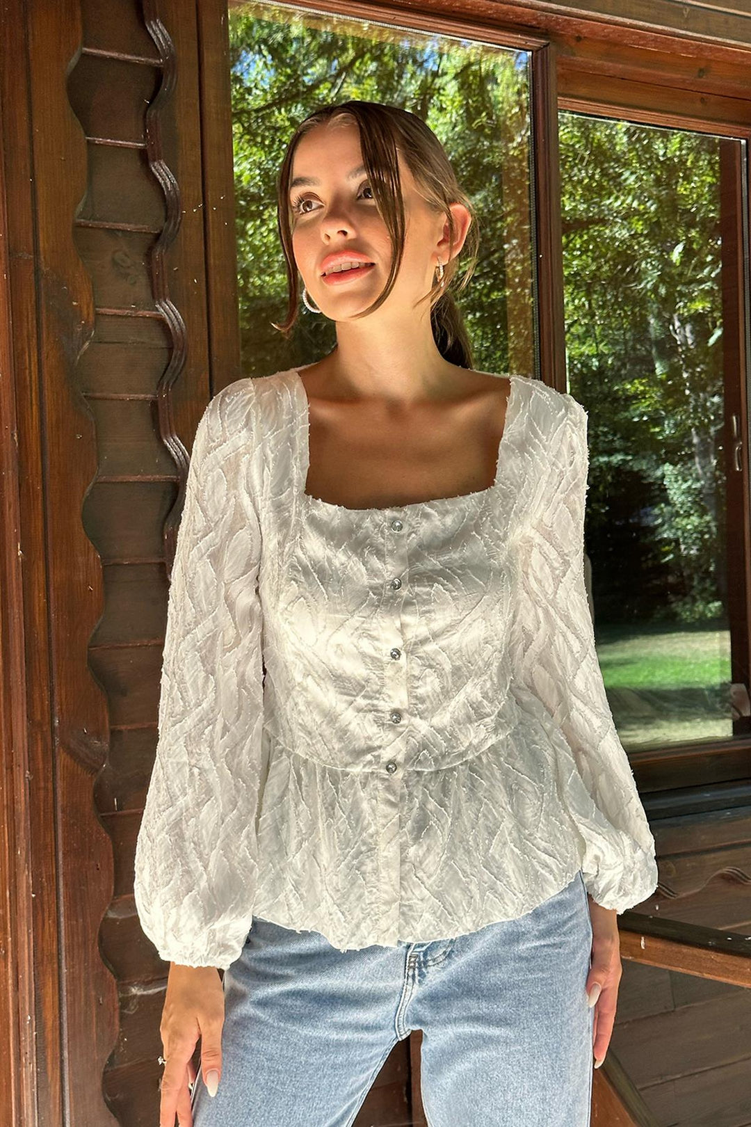 ELS Button-Front Blouse - Ecru - Tarrasa