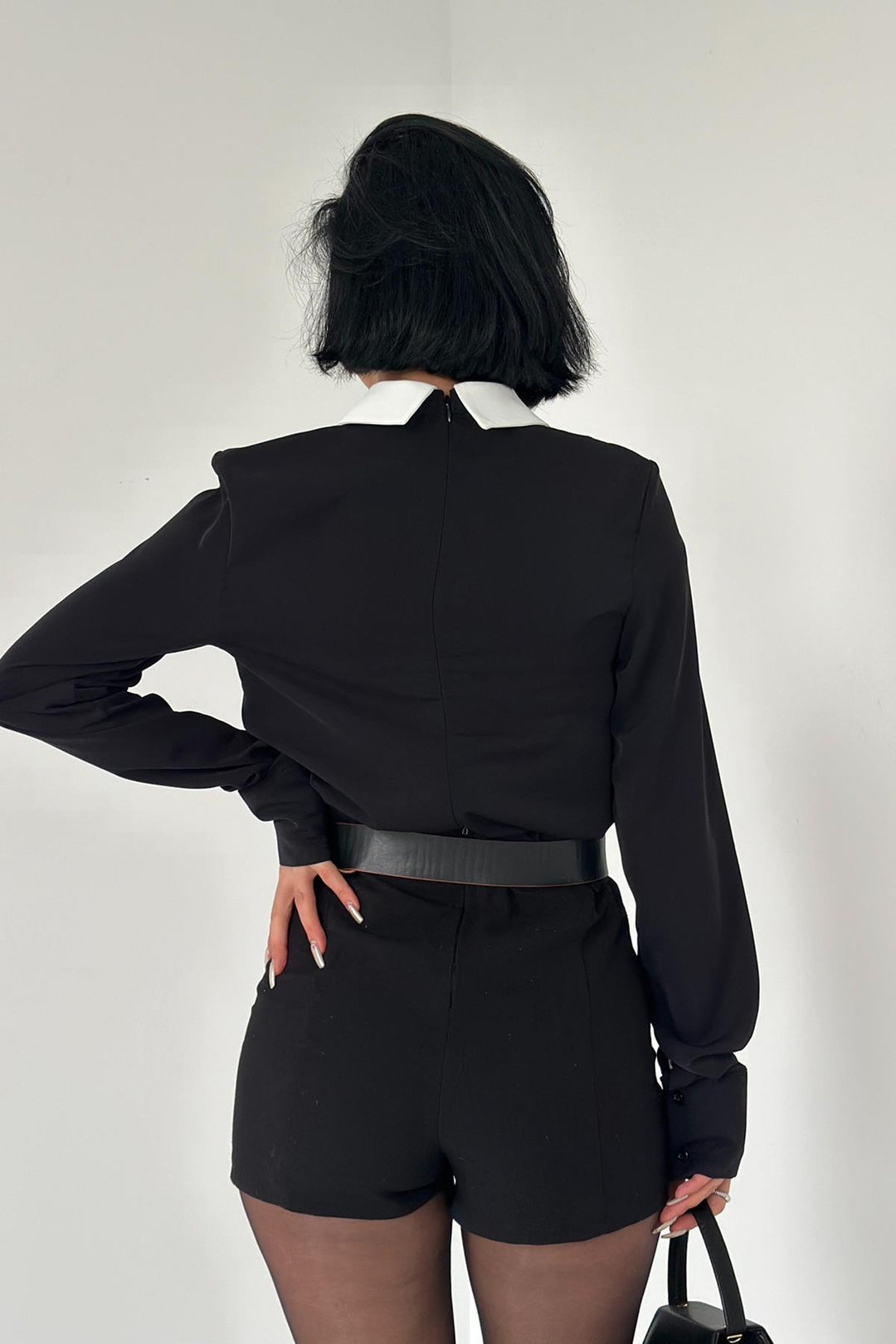 ELS Front Tie Detail Blouse - Black - Laeken