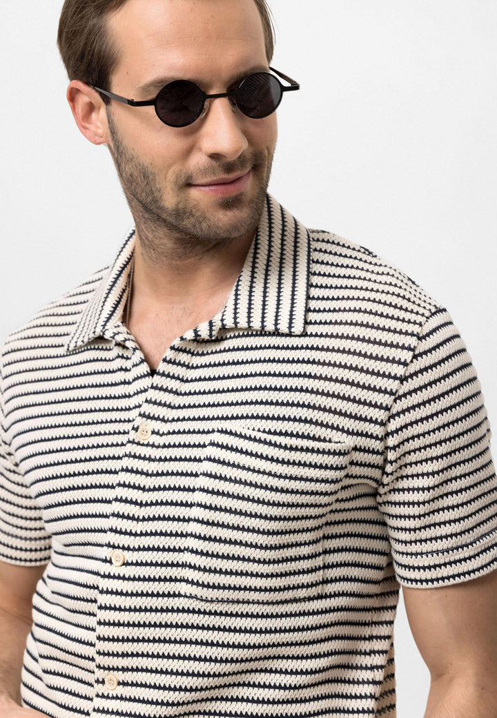 ANT Knitted Striped Short Sleeve Men's Shirt - Colmar