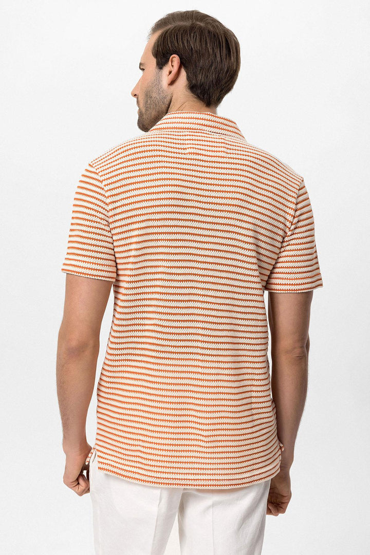 ANT Knitted Striped Short Sleeve Men's Shirt - Velsen-Zuid