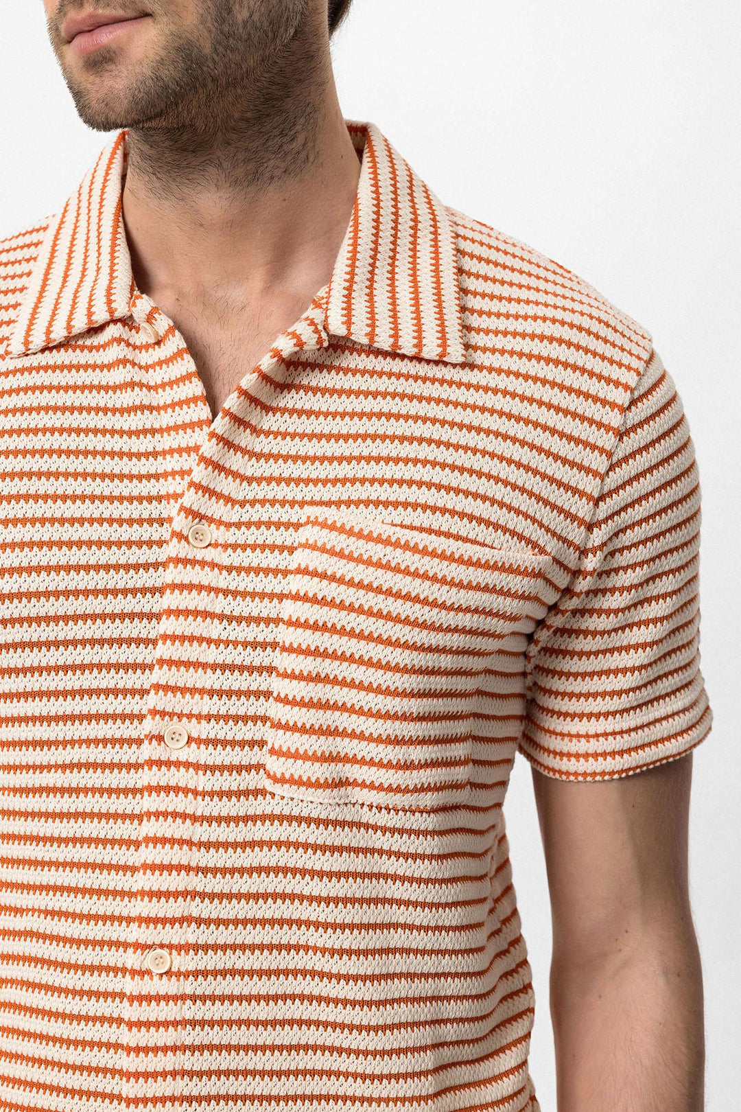ANT Knitted Striped Short Sleeve Men's Shirt - Velsen-Zuid