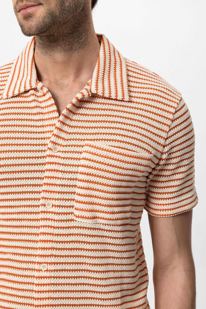 ANT Knitted Striped Short Sleeve Men's Shirt - Velsen-Zuid