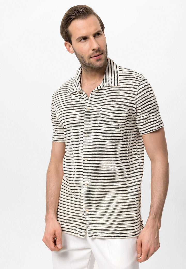 ANT Knitted Striped Short Sleeve Men's Shirt - Colmar