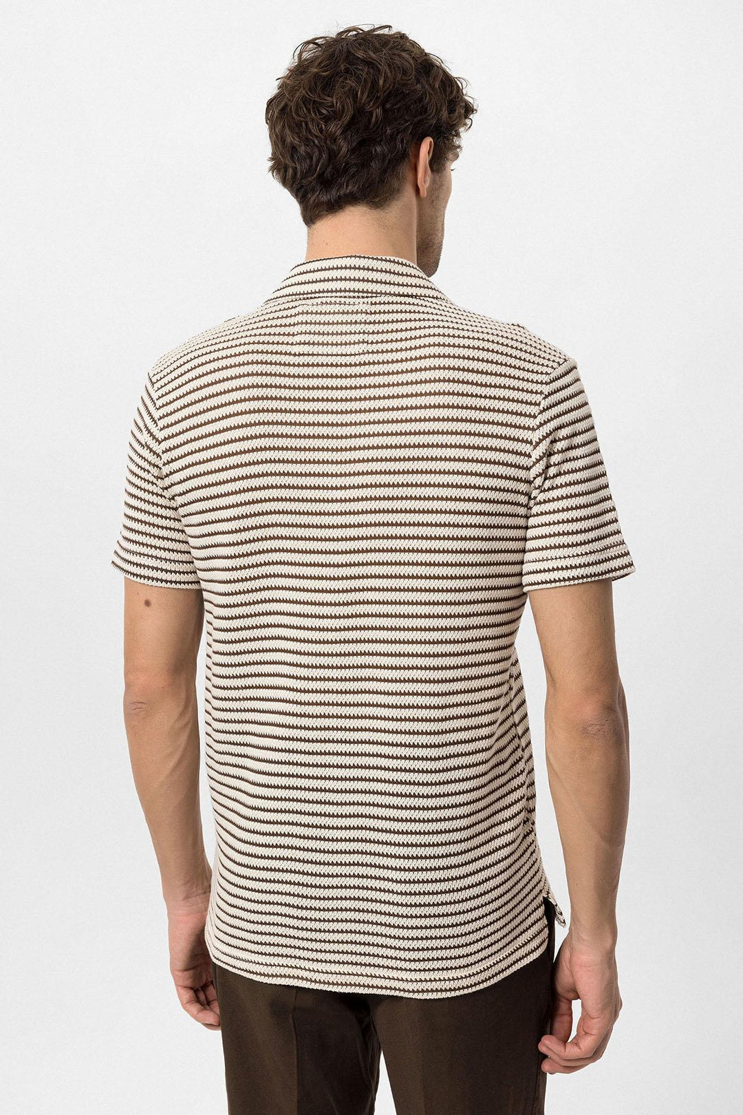 ANT Knitted Striped Short Sleeve Men's Shirt - Oak Lawn