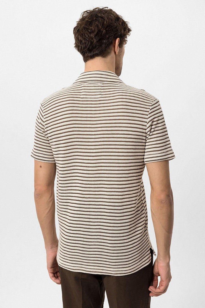 ANT Knitted Striped Short Sleeve Men's Shirt - Oak Lawn