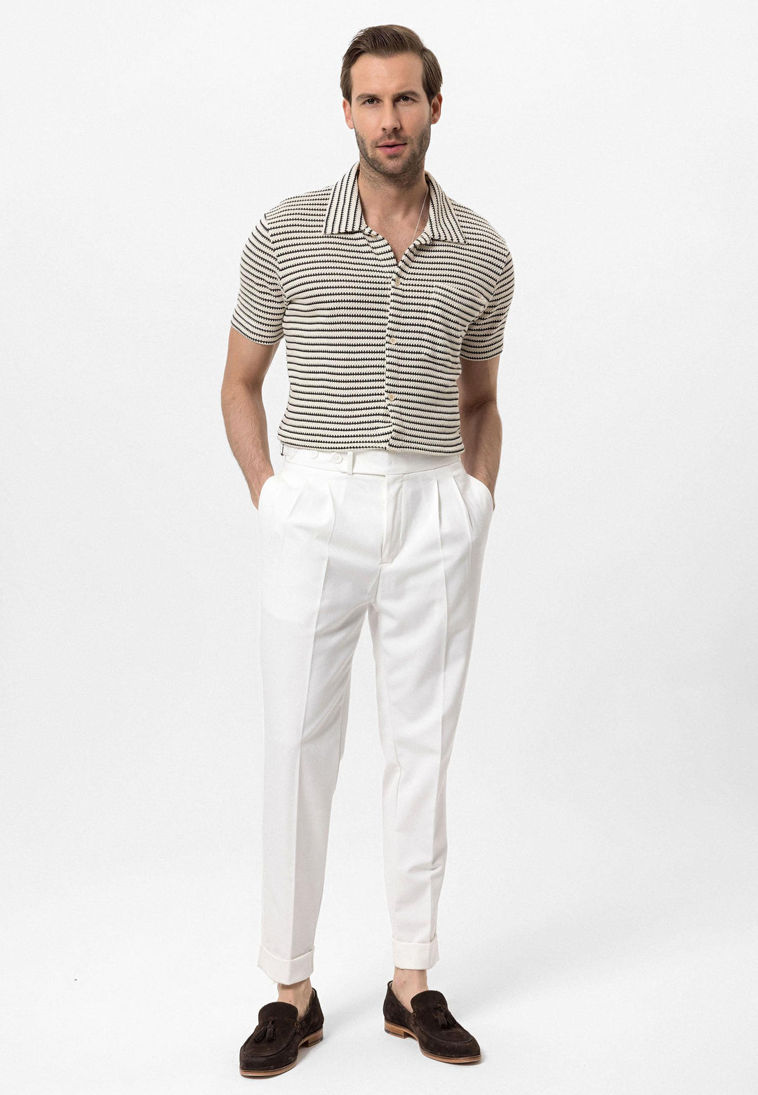 ANT Knitted Striped Short Sleeve Men's Shirt - Colmar