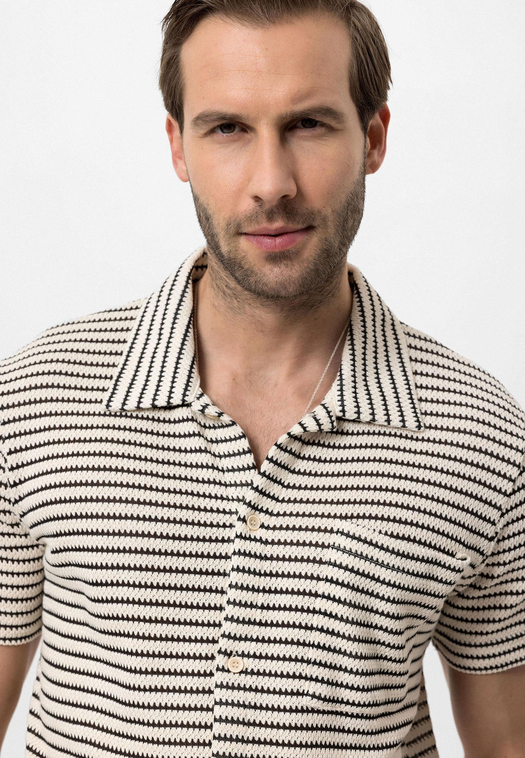 ANT Knitted Striped Short Sleeve Men's Shirt - Colmar