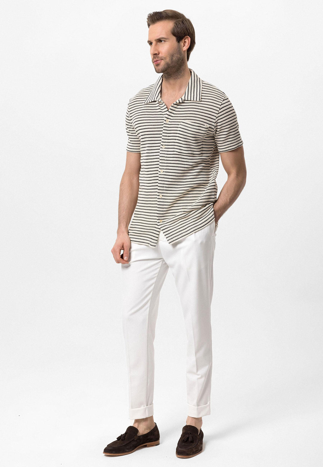 ANT Knitted Striped Short Sleeve Men's Shirt - Colmar
