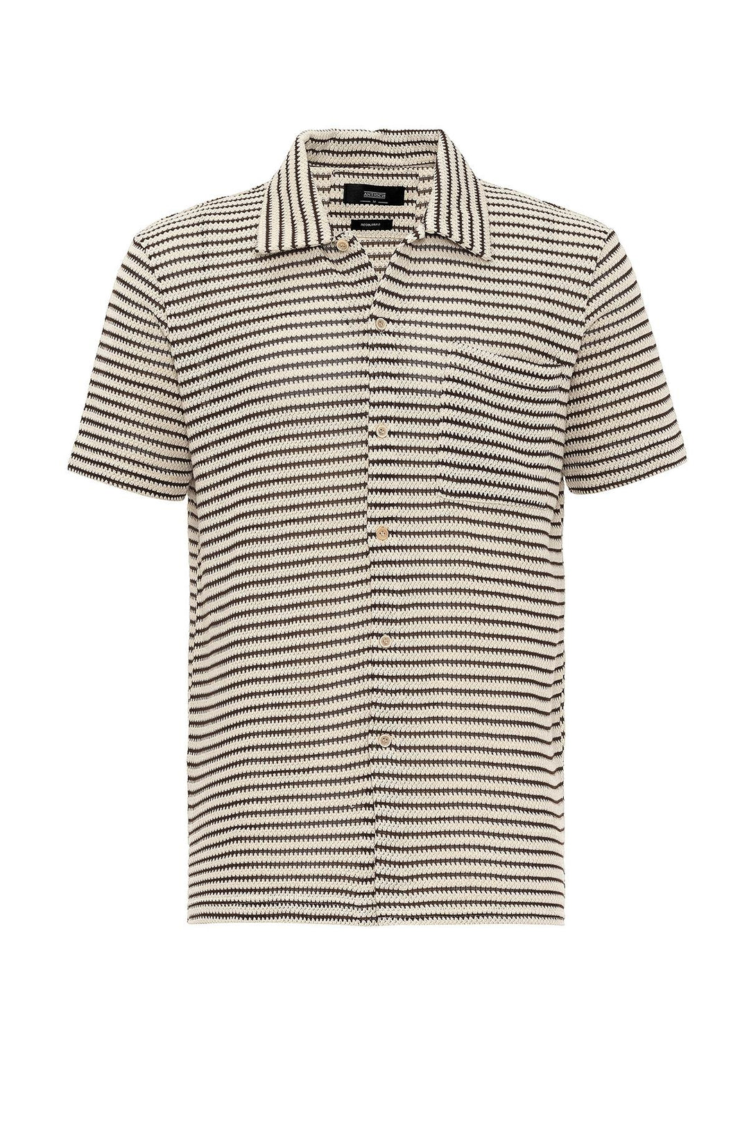 ANT Knitted Striped Short Sleeve Men's Shirt - Oak Lawn