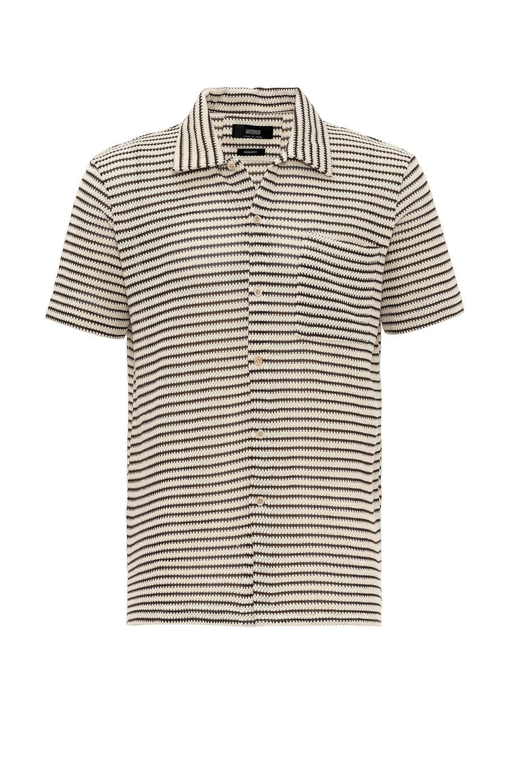 ANT Knitted Striped Short Sleeve Men's Shirt - Oak Lawn