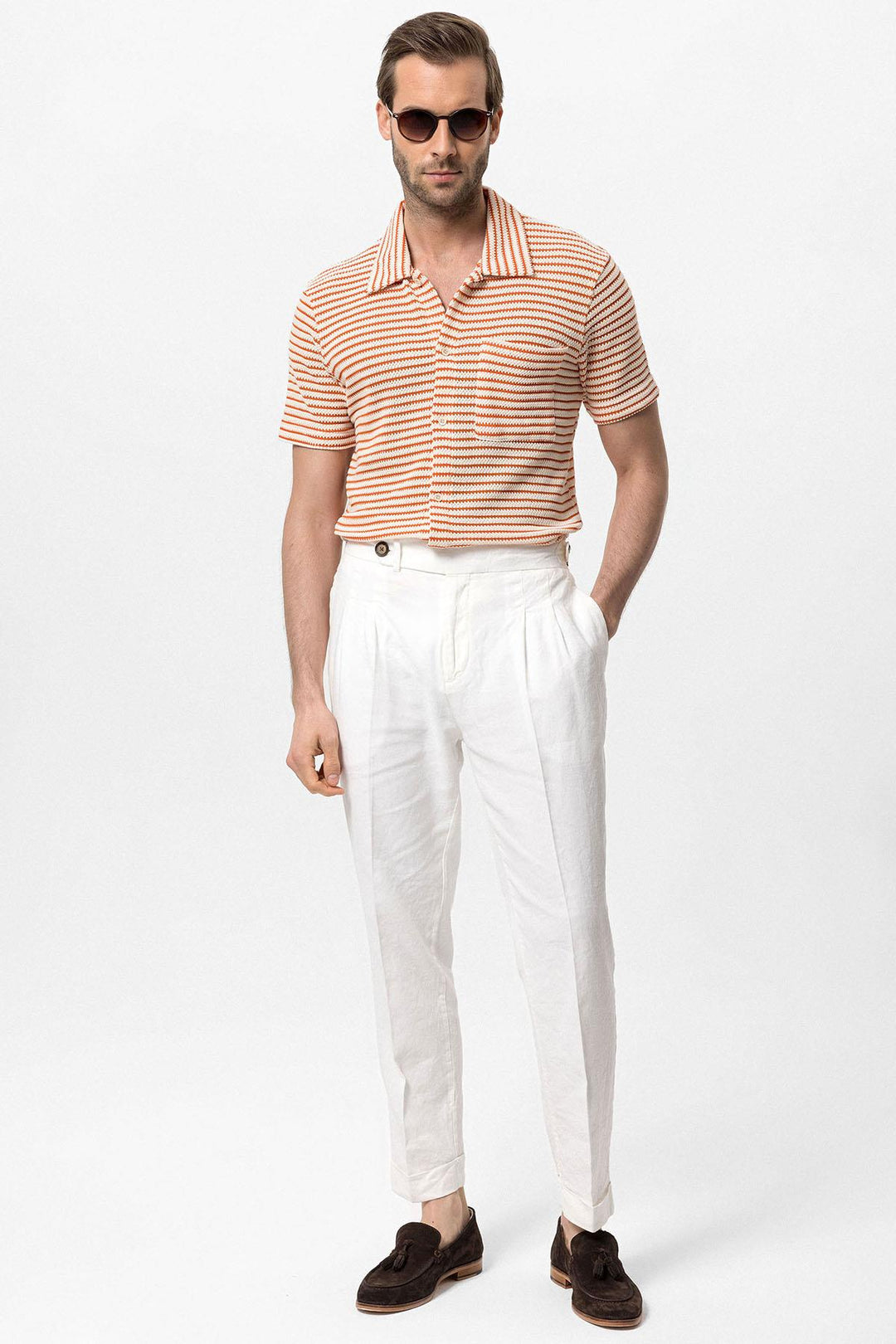 ANT Knitted Striped Short Sleeve Men's Shirt - Velsen-Zuid