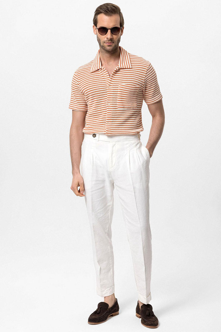 ANT Knitted Striped Short Sleeve Men's Shirt - Velsen-Zuid