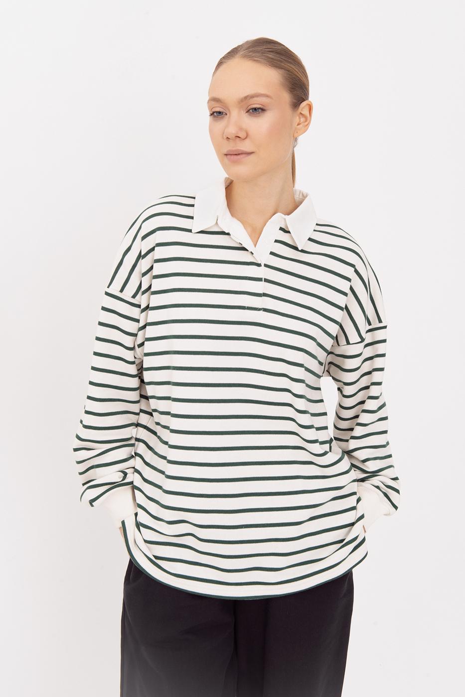 BSL Women Oversize Striped Sweatshirt - Sievierodonetsk