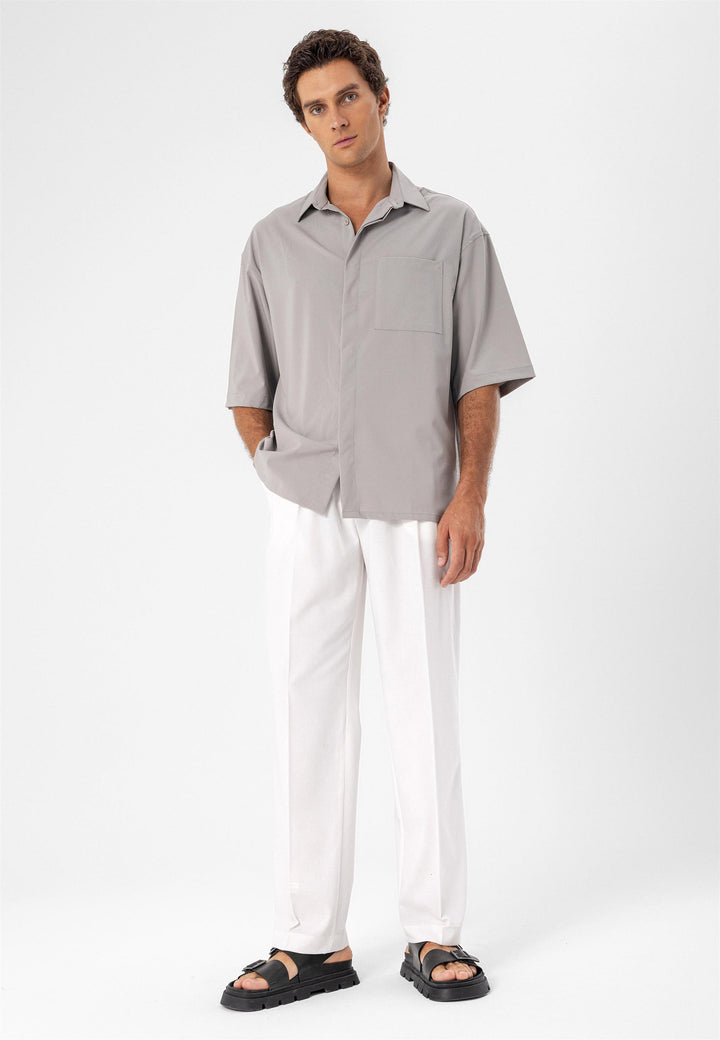 ANT Oversize Hidden Button Short Sleeve Men's Shirt - Taylor