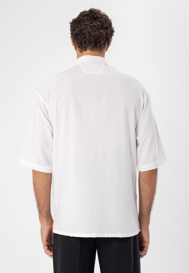 ANT Oversize Hidden Button Short Sleeve Men's Shirt - Pacifica