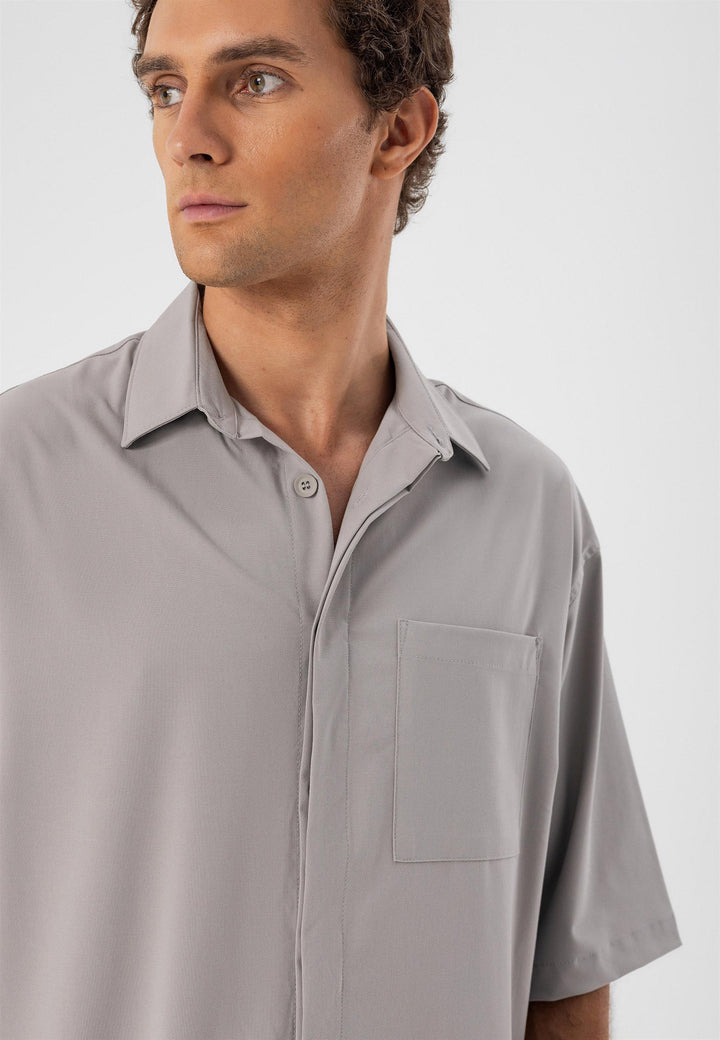 ANT Oversize Hidden Button Short Sleeve Men's Shirt - Taylor