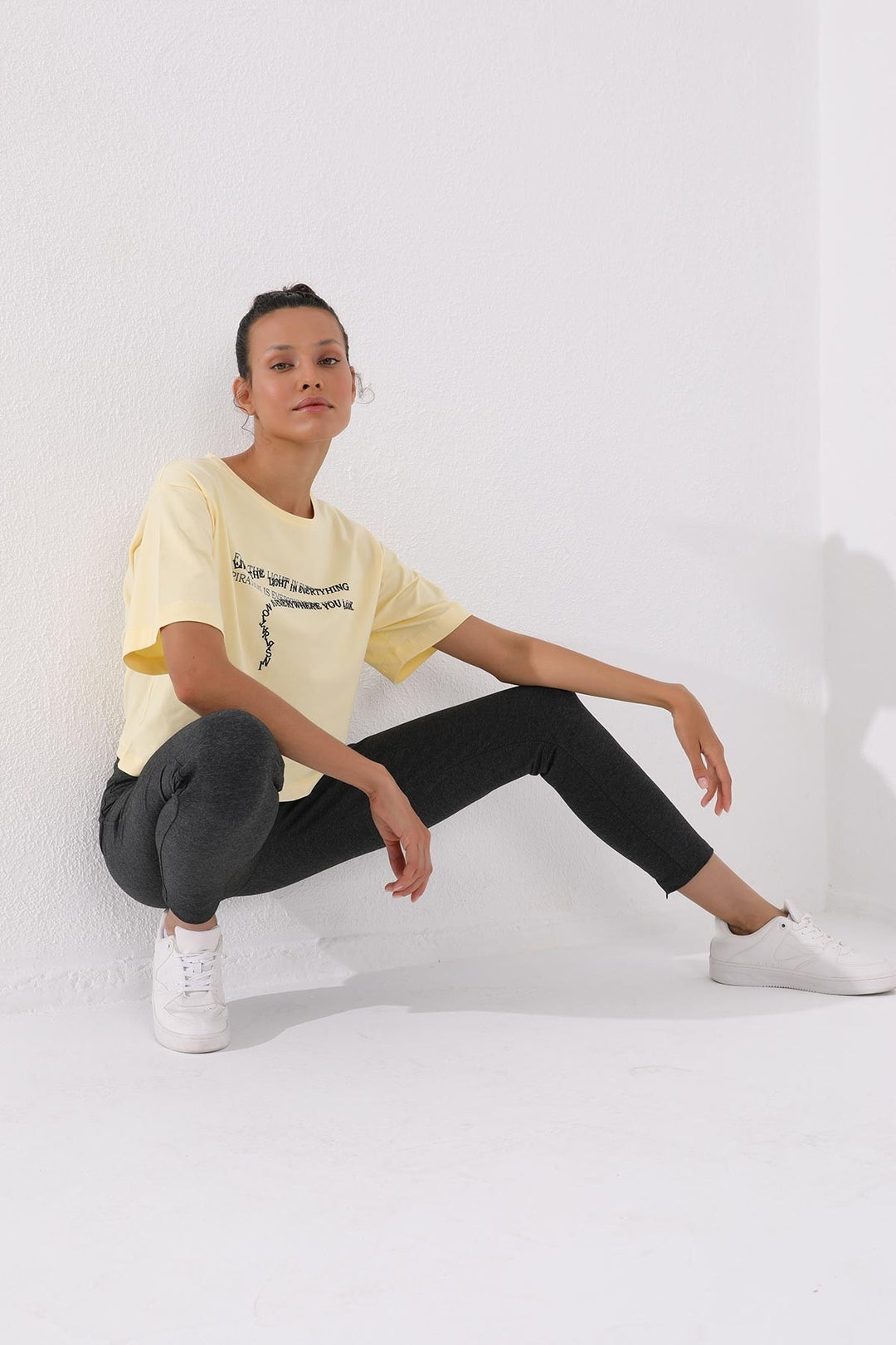 TMY Anthracite Melange Zippered Cuffed Pocketed Comfort Fit Women's Sweatpants - 94246 - Kendall