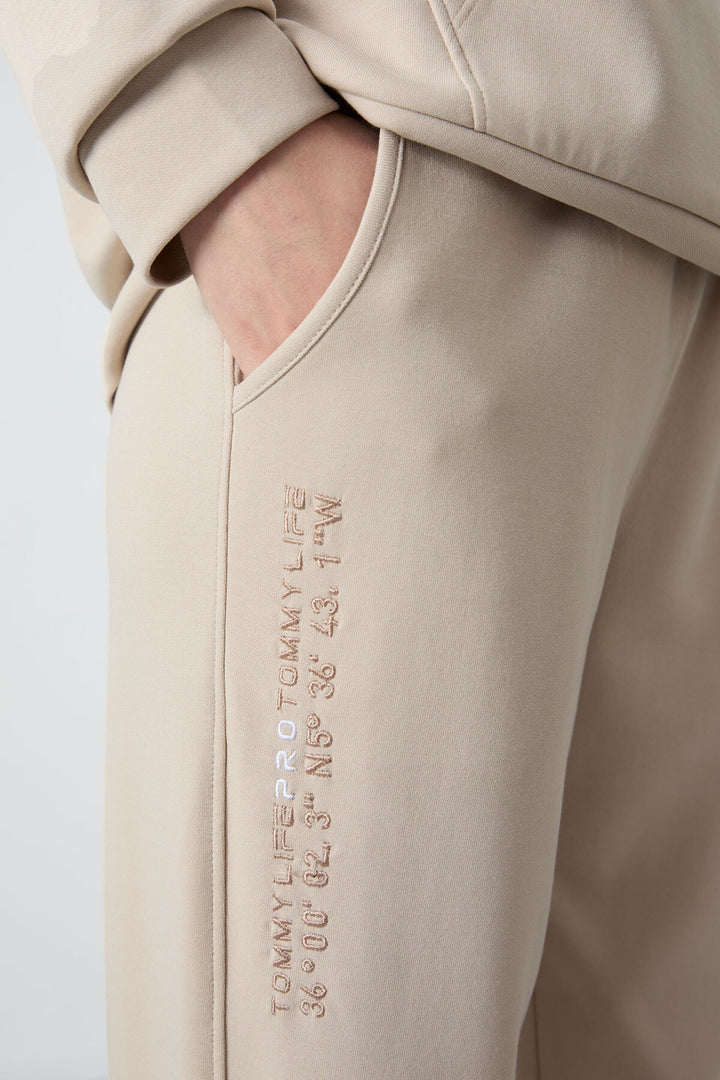 TMY Beige Hooded Kangaroo Pocket Oversized Elastic Cuff Women's Tracksuit - 95288 - Keizer