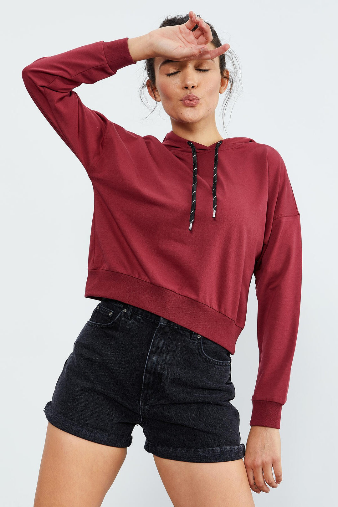 TMY Burgundy Long Sleeve Comfort Fit Hooded Women's Sweatshirt - 97115 - Leesburg