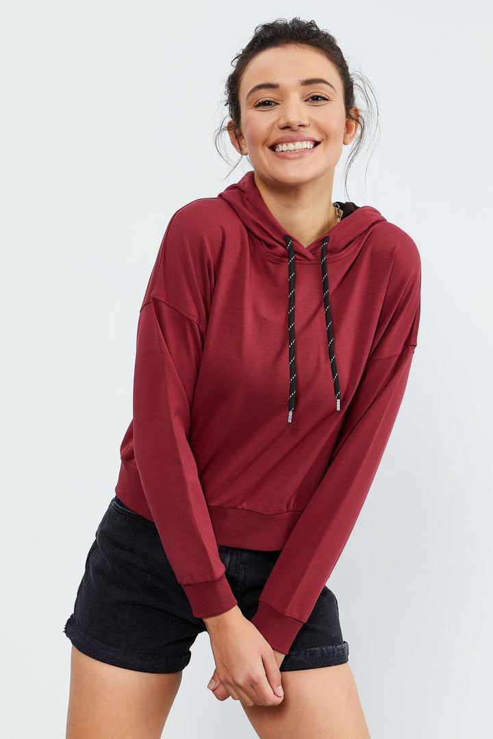 TMY Burgundy Long Sleeve Comfort Fit Hooded Women's Sweatshirt - 97115 - Leesburg