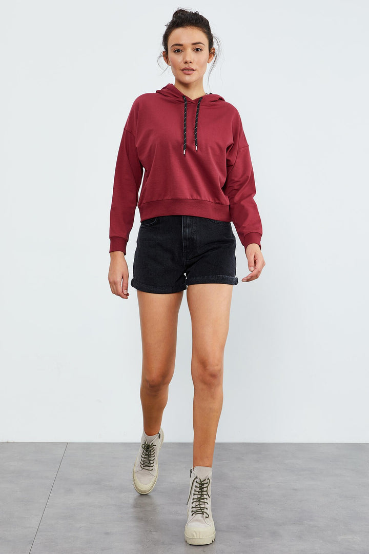 TMY Burgundy Long Sleeve Comfort Fit Hooded Women's Sweatshirt - 97115 - Leesburg