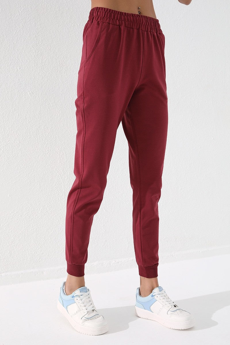 TMY Burgundy High Waist Jogger Comfort Fit Cuffed Women's Sweatpants - 94561 - Vlaardingen