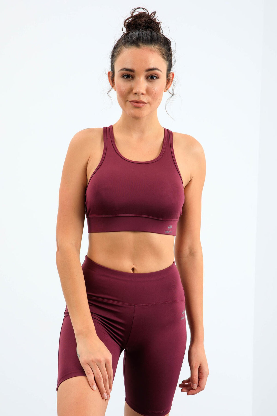 TMY Burgundy High Waist Shaper Slim Fit Bustier Biker Women Leggings Set - 95303 - North Lauderdale