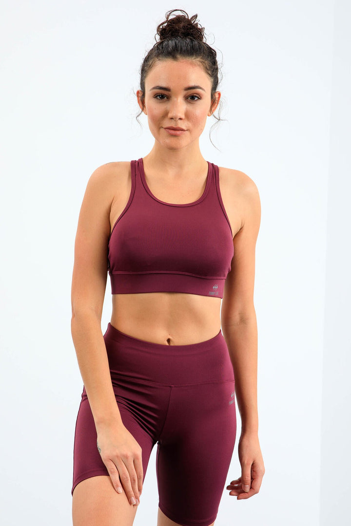TMY Burgundy High Waist Shaper Slim Fit Bustier Biker Women Leggings Set - 95303 - North Lauderdale