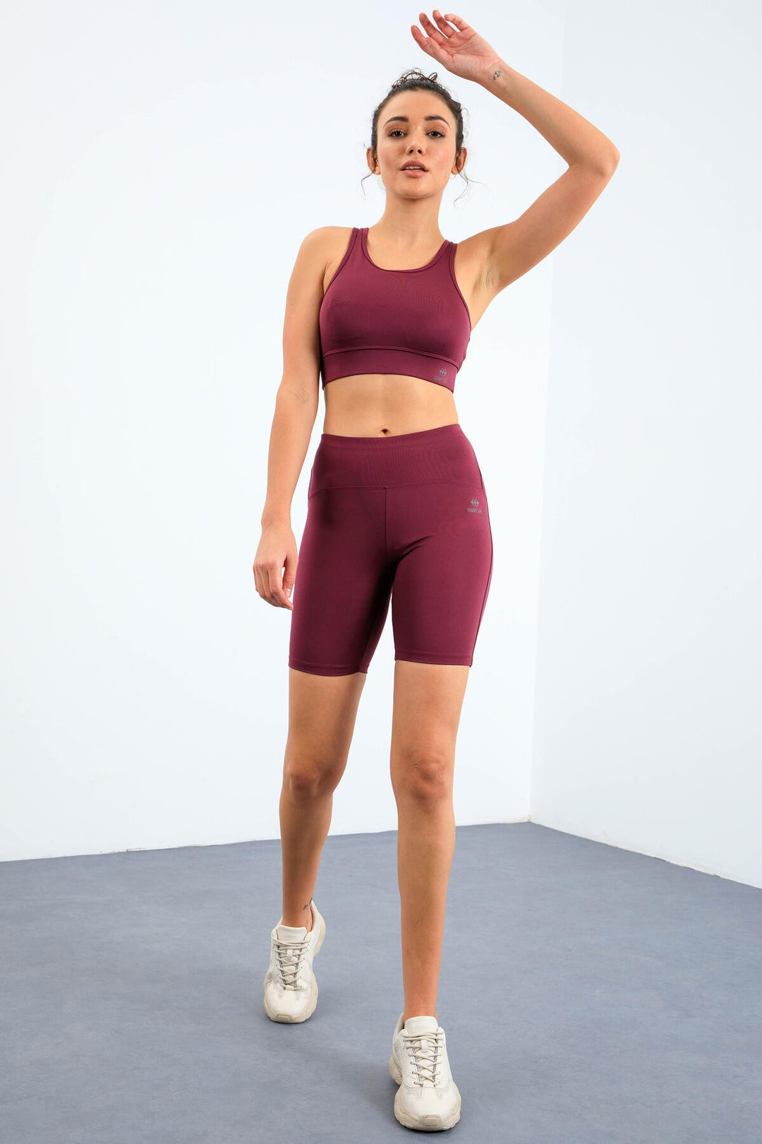 TMY Burgundy High Waist Shaper Slim Fit Bustier Biker Women Leggings Set - 95303 - North Lauderdale
