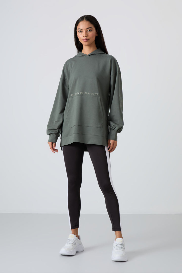 TMY Çağla Balloon Sleeve Embroidered Women's Oversized Tunic Sweatshirt - 97163 - Ormond Beach
