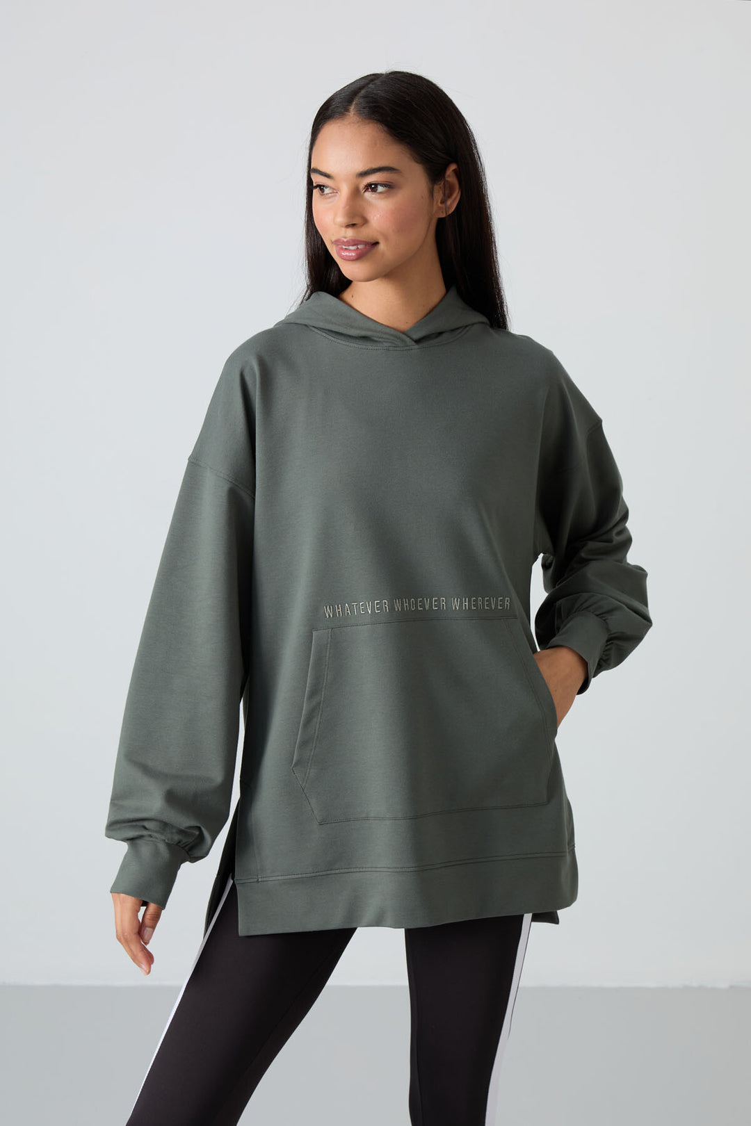 TMY Çağla Balloon Sleeve Embroidered Women's Oversized Tunic Sweatshirt - 97163 - Ormond Beach