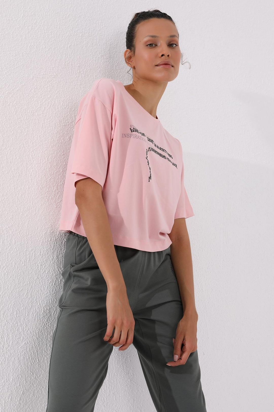 TMY Çağla Printed Comfort Fit Elastic Cuff Women's Sweatpants - 94585 - Pontiac