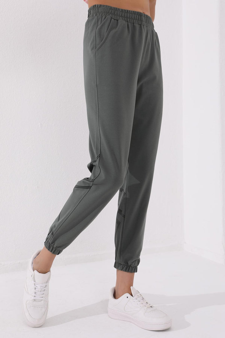TMY Çağla Printed Comfort Fit Elastic Cuff Women's Sweatpants - 94585 - Pontiac