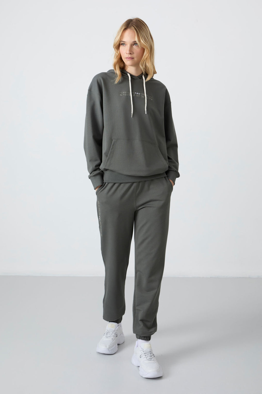 TMY Çağla Hooded Kangaroo Pocket Oversized Elastic Cuff Women's Tracksuit - 95288 - Miahuatlán de Porfirio Díaz