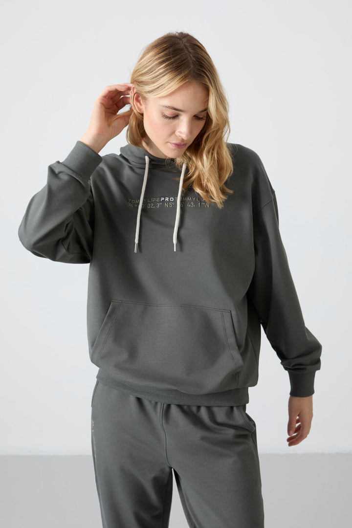 TMY Çağla Hooded Kangaroo Pocket Oversized Elastic Cuff Women's Tracksuit - 95288 - Miahuatlán de Porfirio Díaz
