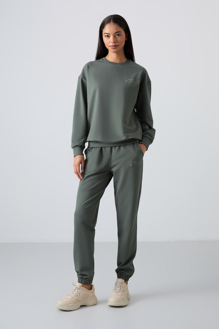 TMY Çağla O Neck Oversized Elastic Cuff Women's Tracksuit Set - 95287 - Cassino