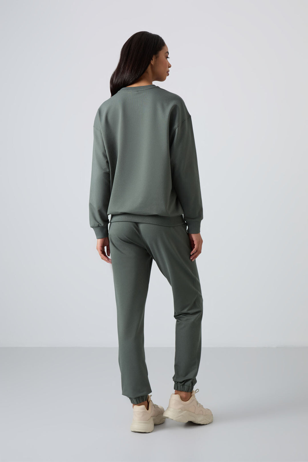 TMY Çağla O Neck Oversized Elastic Cuff Women's Tracksuit Set - 95287 - Cassino