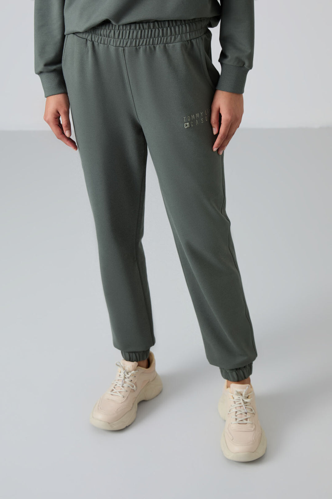 TMY Çağla O Neck Oversized Elastic Cuff Women's Tracksuit Set - 95287 - Cassino