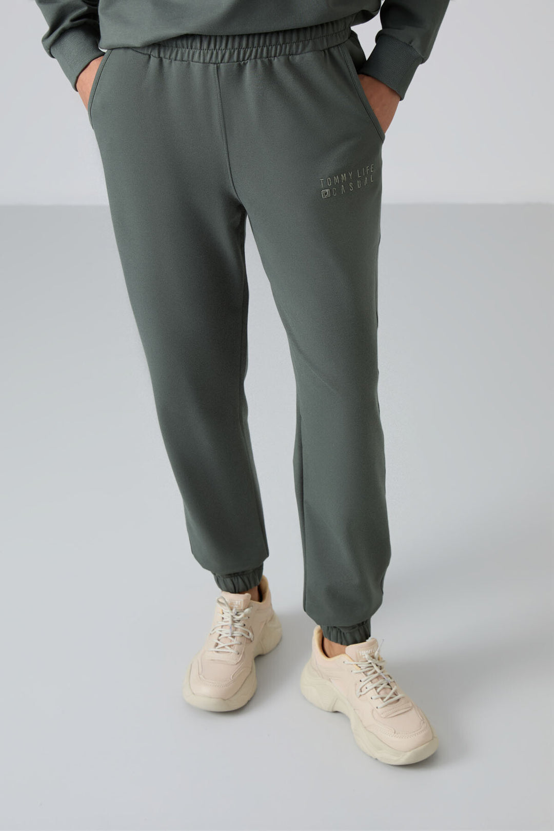 TMY Çağla O Neck Oversized Elastic Cuff Women's Tracksuit Set - 95287 - Cassino