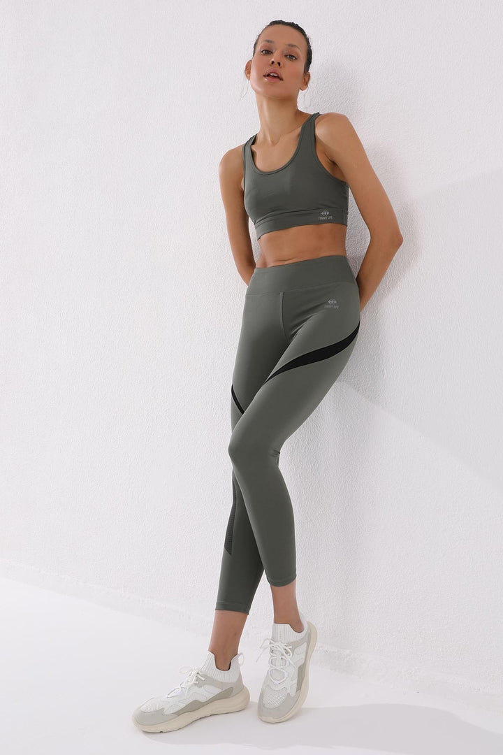 TMY Çağla Printed High Waist Scuba Fabric Slim Fit Women's Leggings - 94539 - Porto