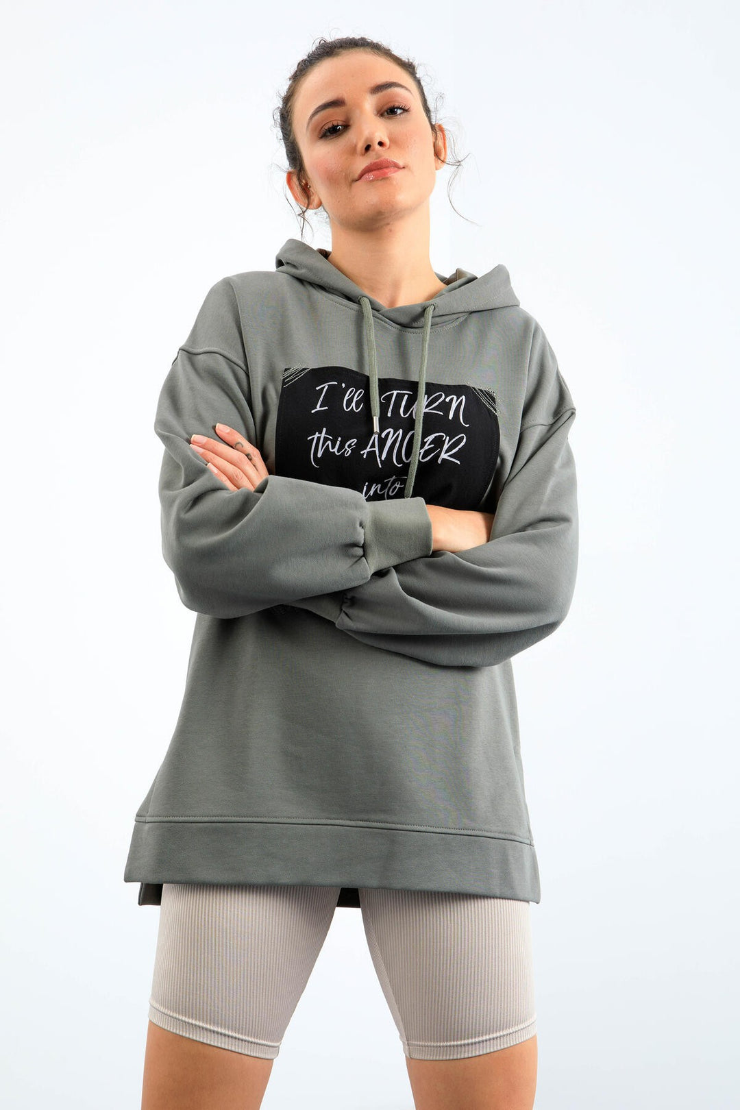 TMY Çağla Summer Woven Patchwork Hooded Women's Oversized Sweatshirt - 97178 - Fairbanks