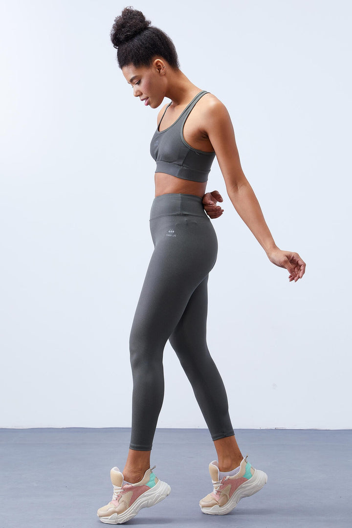 TMY Çağla High Waist Shaping Cross Back Detail Slim Fit Women's Leggings Set - 95282 - Moers