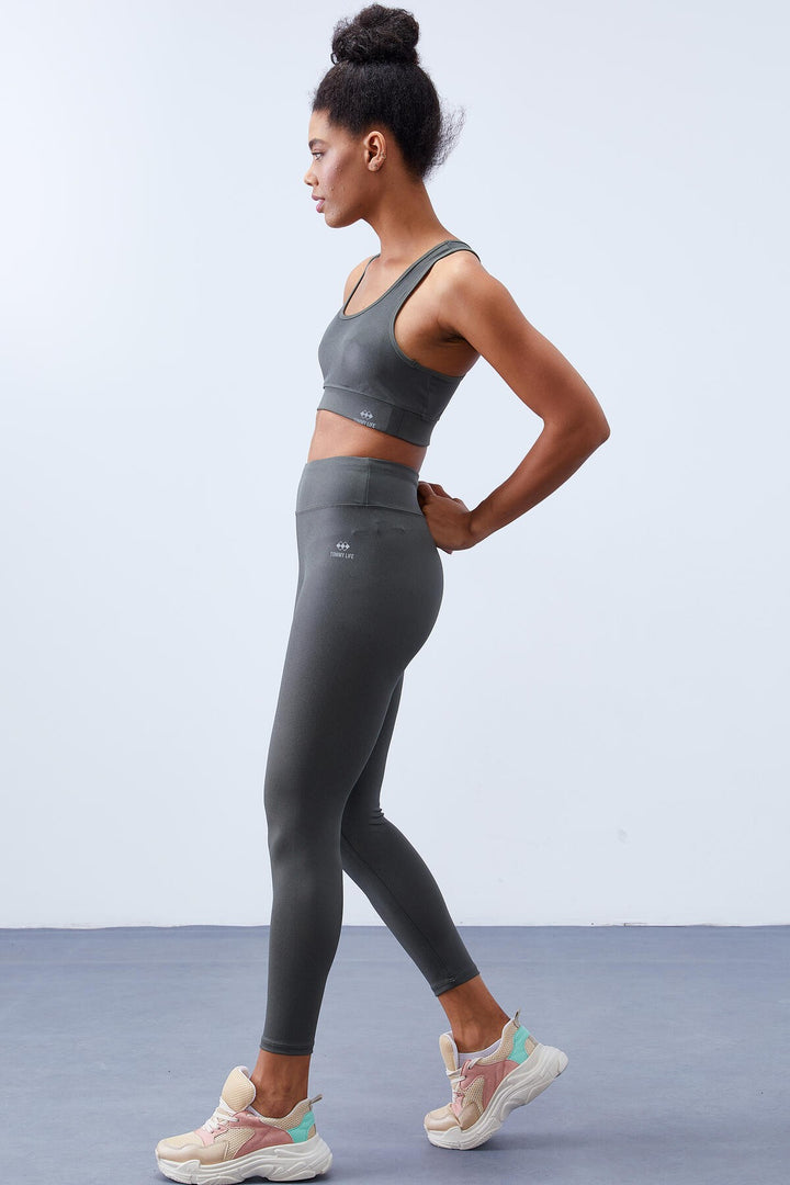 TMY Çağla High Waist Shaping Back Detailed Slim Fit Bustier Women's Leggings Set - 95281 - Erding