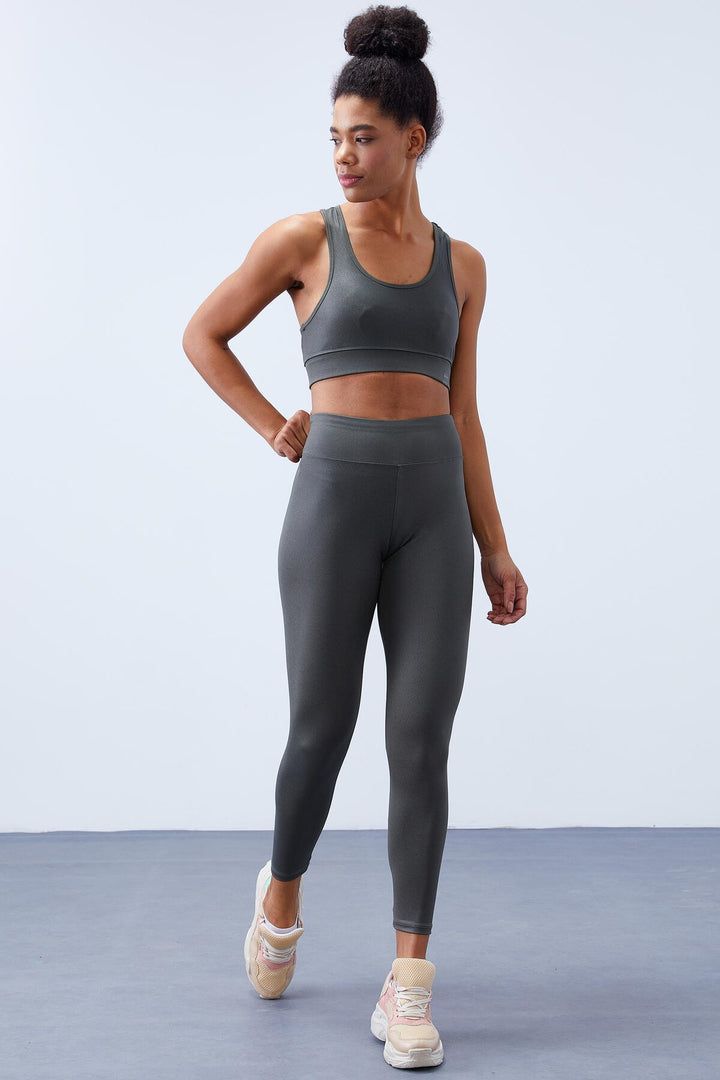 TMY Çağla High Waist Shaping Back Detailed Slim Fit Bustier Women's Leggings Set - 95281 - Erding