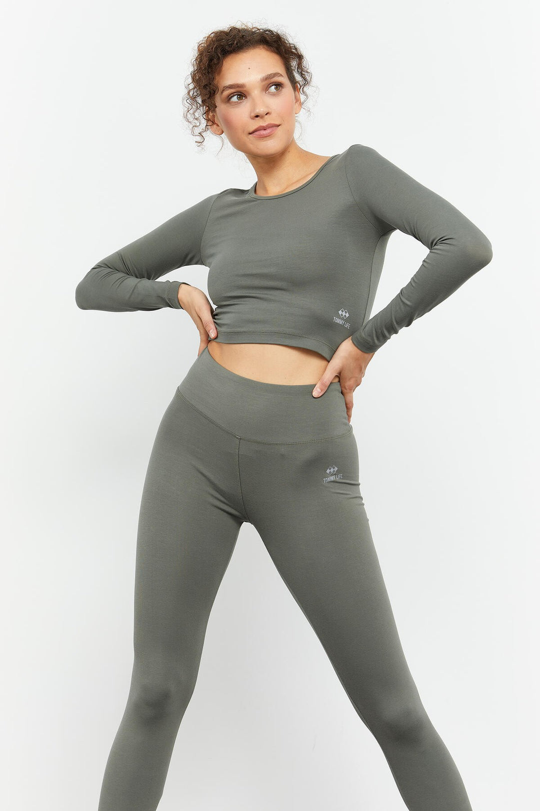TMY Çağla High Waist Long Sleeve Slim Fit Crop Top Women's Leggings Set - 95286 - Ragusa