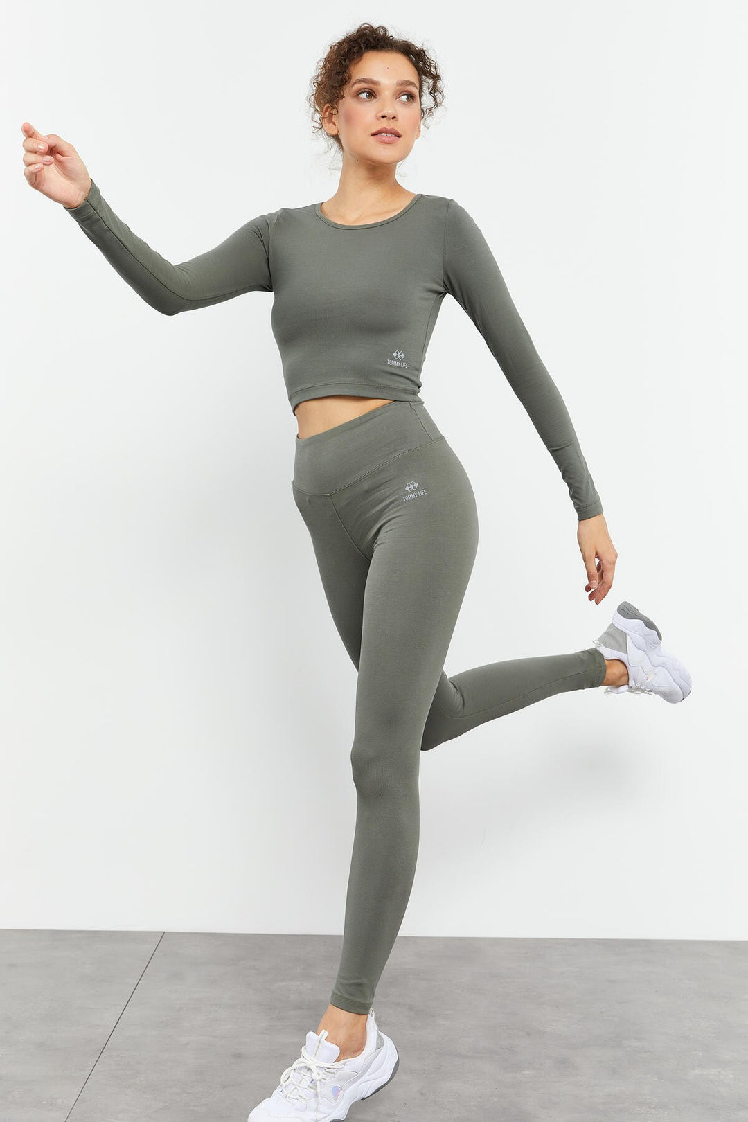 TMY Çağla High Waist Long Sleeve Slim Fit Crop Top Women's Leggings Set - 95286 - Ragusa